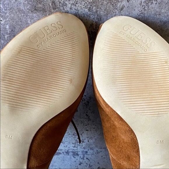 GUESS Gwnitty Heels Peep Toe Slingback Suede Shoes 8 - Picture 12 of 12